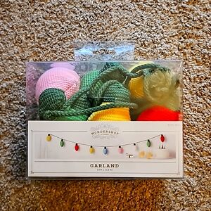 Knitted christmas bulb garland